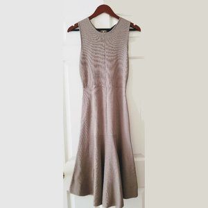 NWOT Warm Gray TY-LR Knit Midi Dress lk Scanlan & Theodore High Neck Zip Back XS